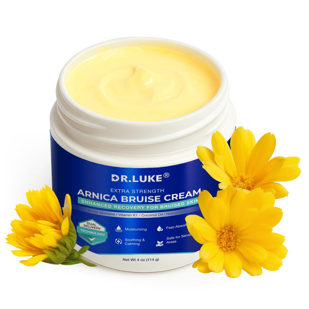 Dr. Luke Arnica Bruise Cream being dispensed for targeted application on swelling