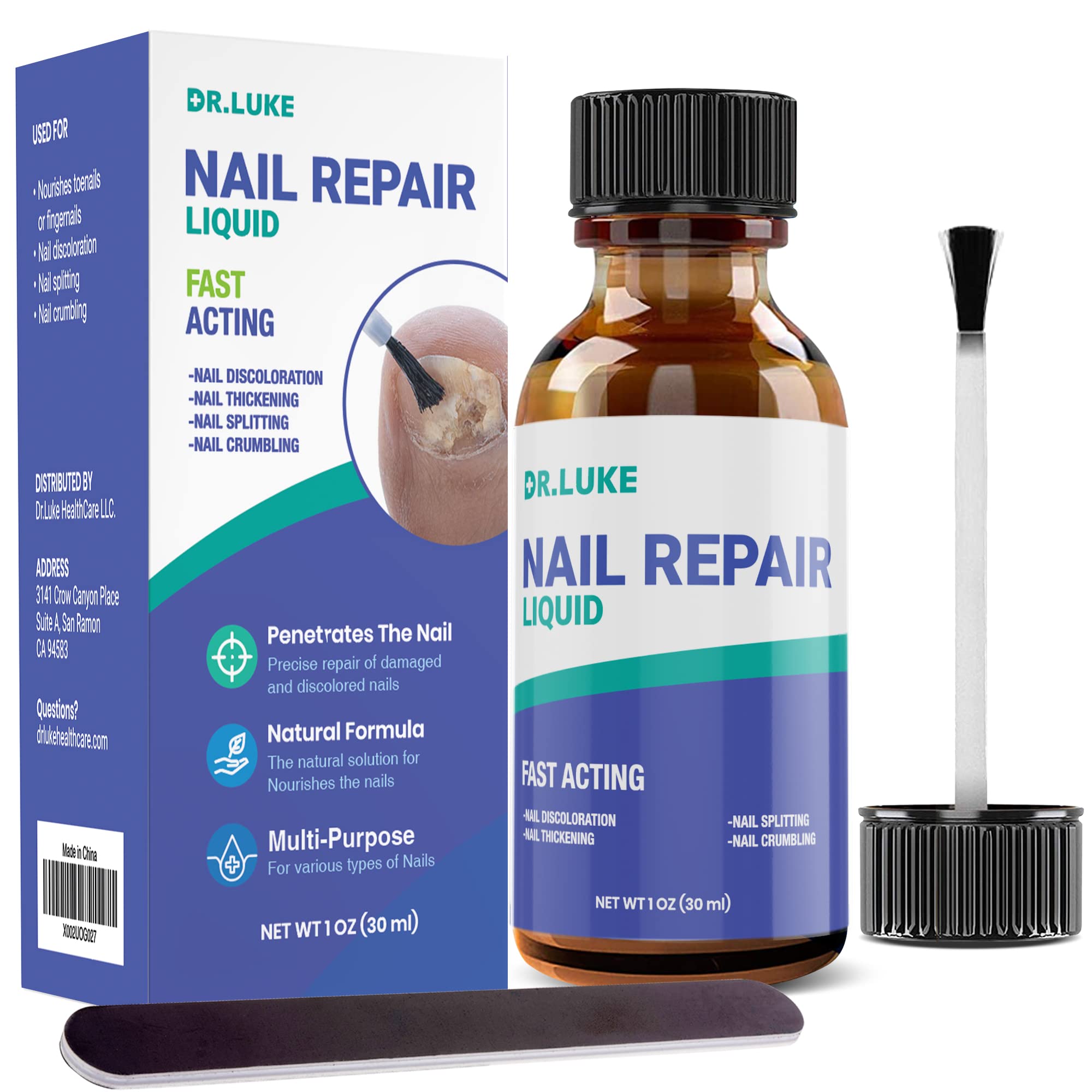 Dr. Luke Nail Repair Liquid bottle with quick-dry formula for daily care.