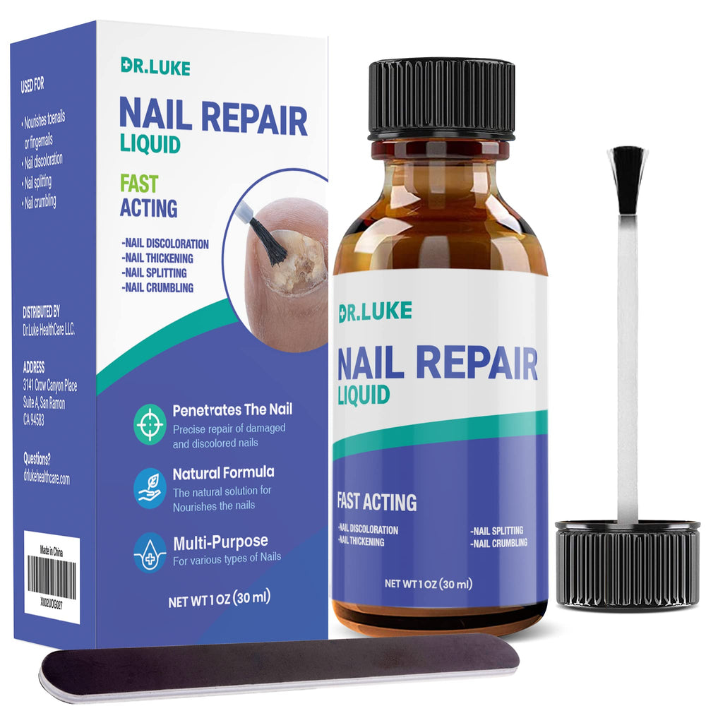 Dr. Luke Nail Repair Liquid bottle with quick-dry formula for daily care.