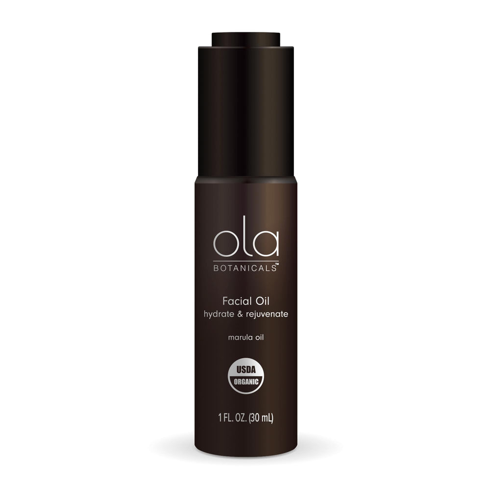 Dr. Mercola Ola Botanicals Marula Oil bottle highlighting lightweight hydration.