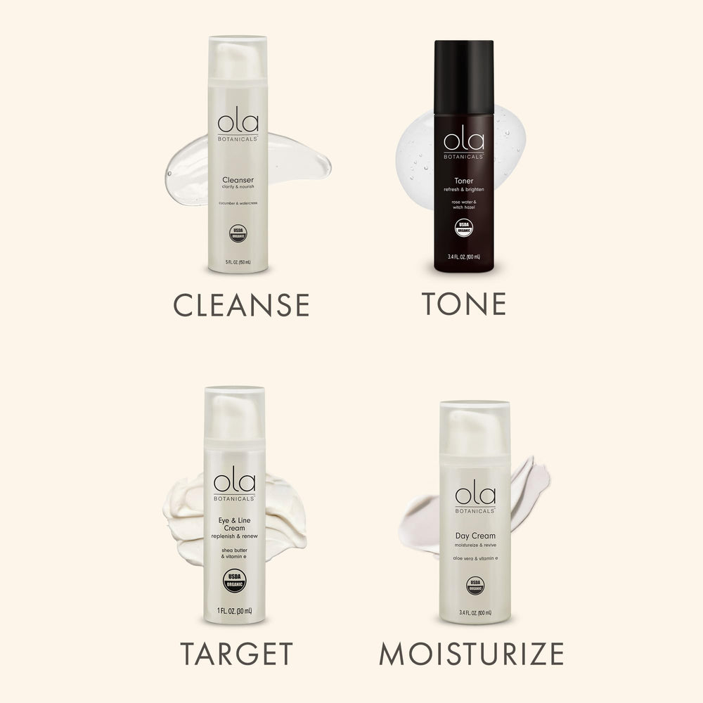 Dr. Mercola Ola Botanicals cream texture ready for smooth eye-area application.