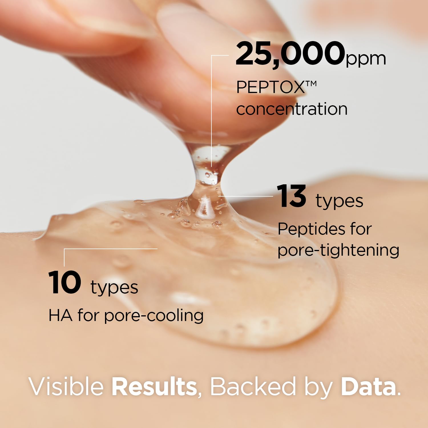 Dr.nineteen V.Peptox Jelly Toner texture close-up shows smooth application