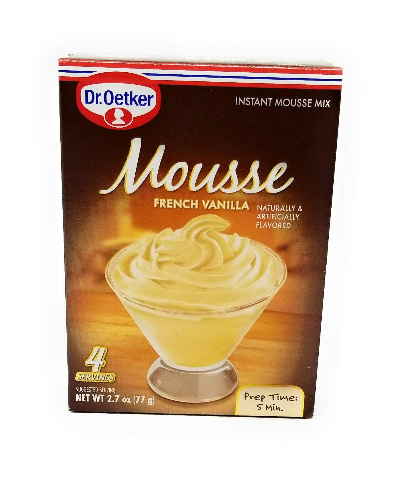 Dr Oetker French Vanilla Mousse box front with six-pack for quick dessert ideas