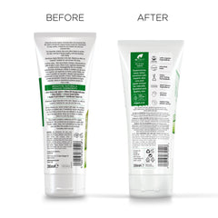 Dr. Organic Aloe Vera Skin Lotion ingredients label highlight cocoa and shea.