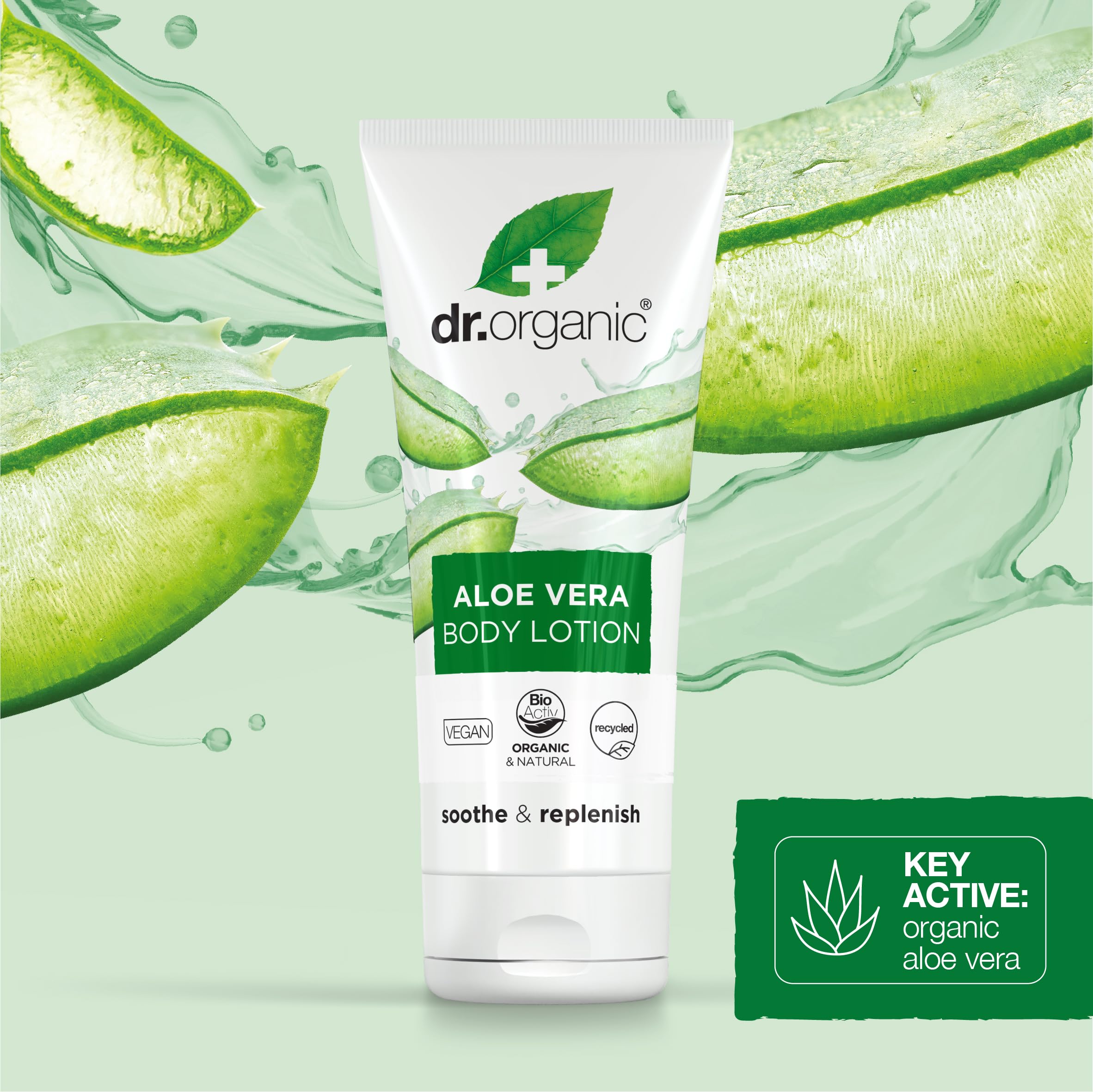 Dr. Organic Aloe Vera Skin Lotion texture glow on skin.