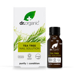 Dr. Organic Tea Tree Nail Solution bottle ready for nail conditioning and restoration.
