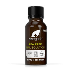 Dr. Organic Tea Tree Nail Solution label-front showing natural formula for nails.