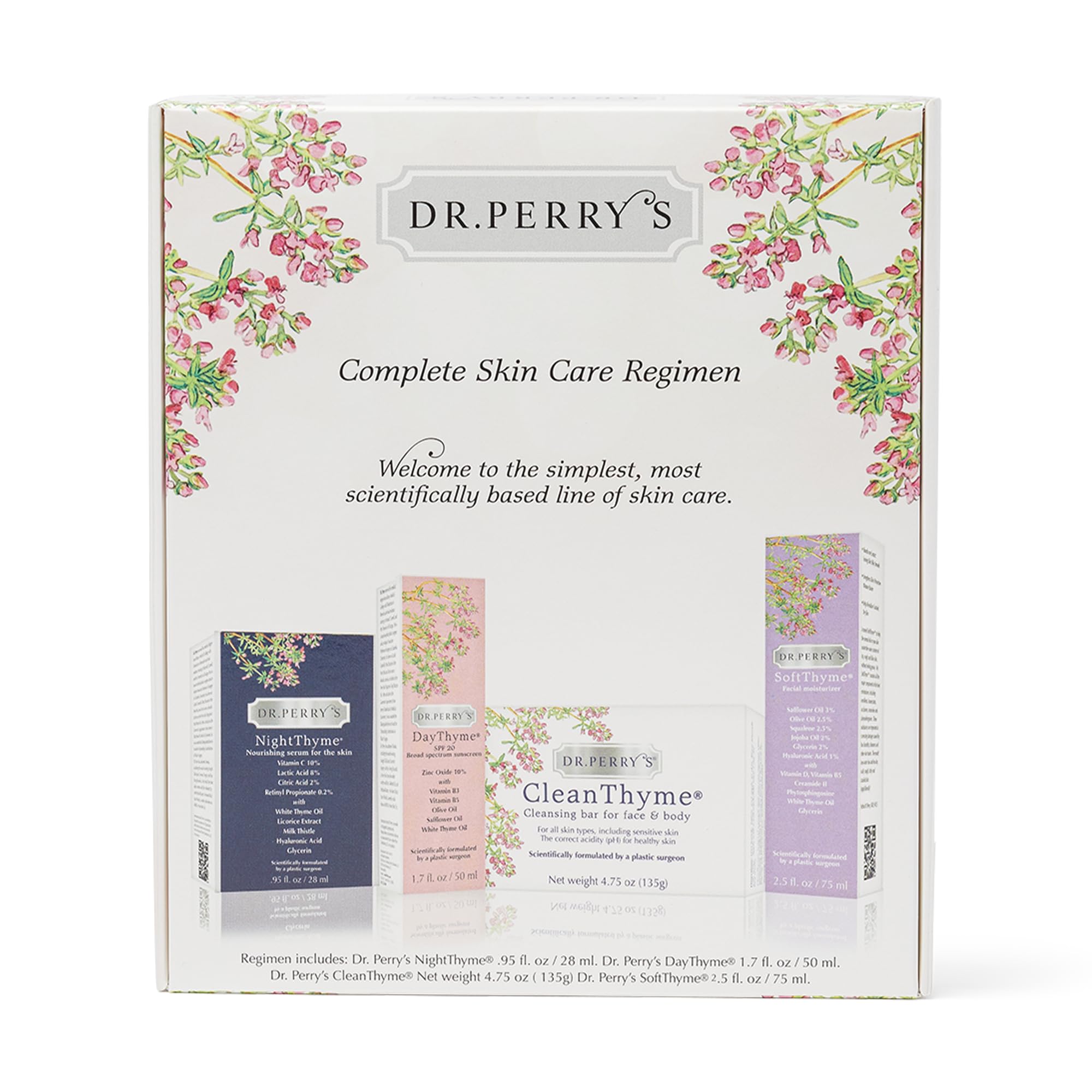 Product display of the complete regimen for daily use