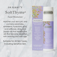 SoftThyme cream swirl shows rich, non-greasy hydration for all skin types.