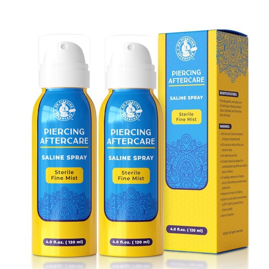 DR. PIERCING AFTERCARE bottle with gentle mist for precise daily piercing cleansing.