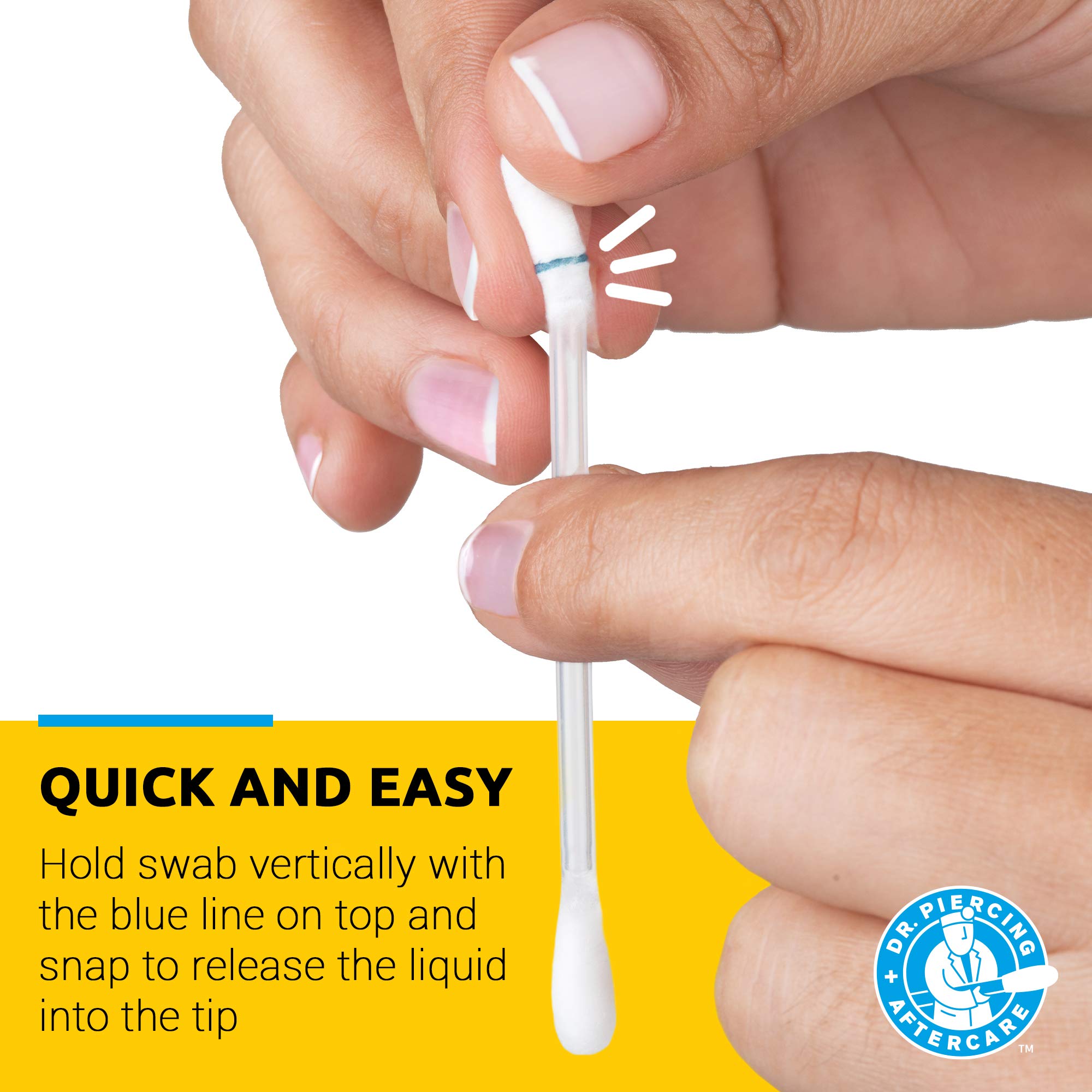 Dr. Piercing Aftercare snap-use design enables quick, mess-free piercing care.