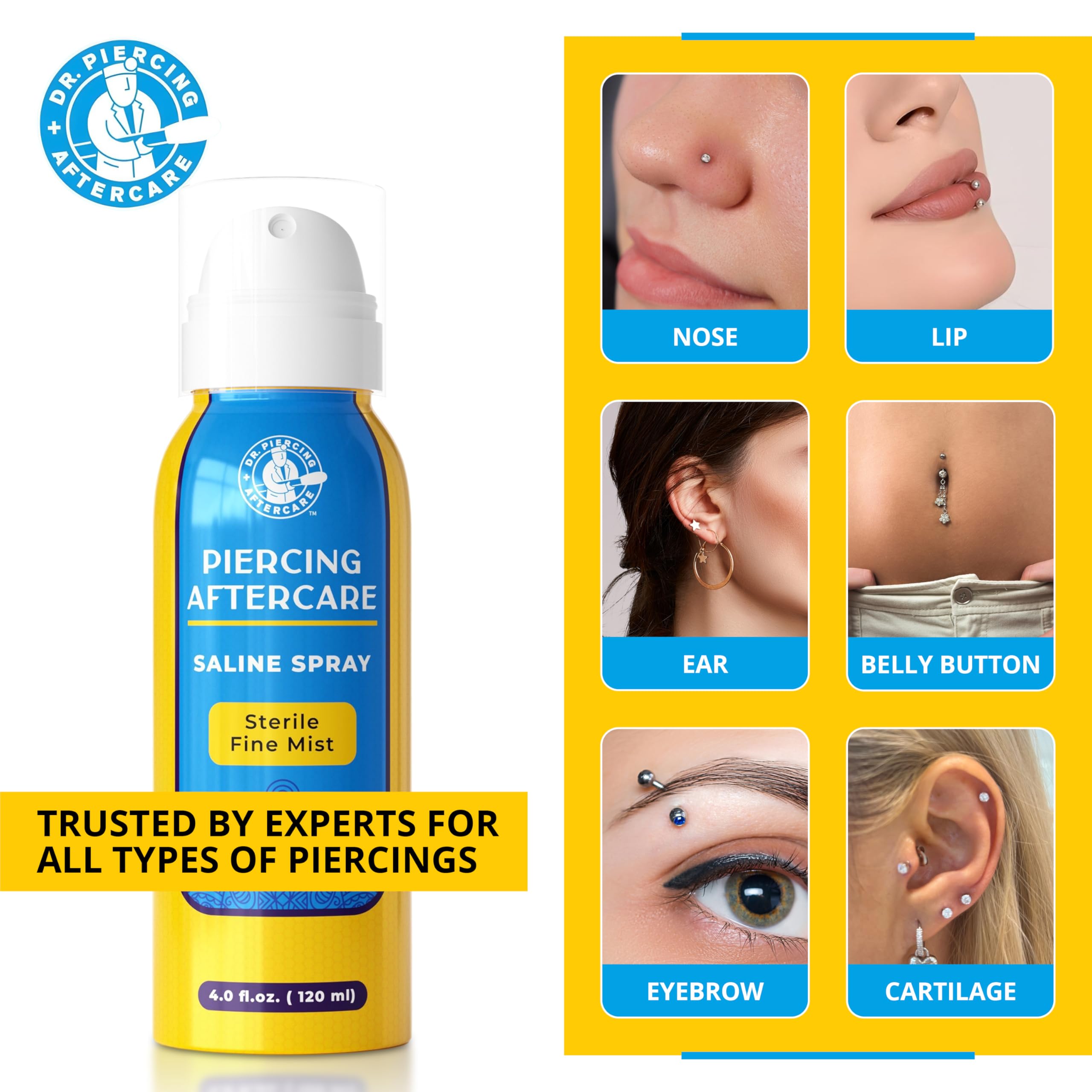 DR. PIERCING AFTERCARE two-ingredient formula: USP water and sodium chloride.