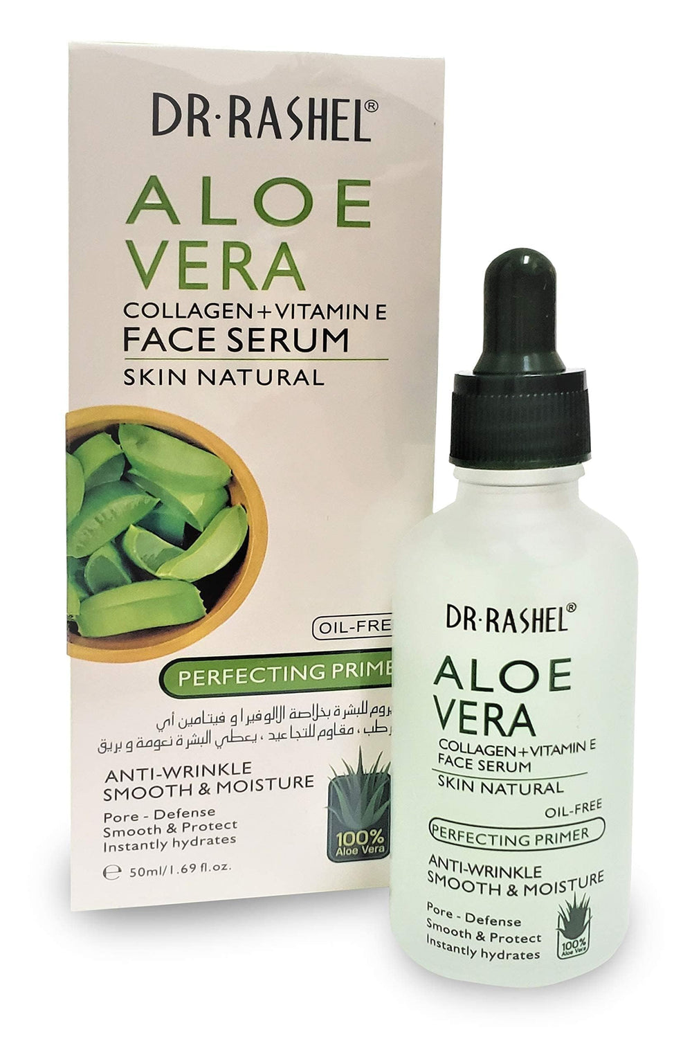 Dr Rashel serum glow on skin suggests firmer, radiant complexion.