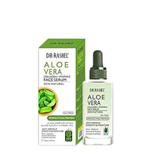 Dr Rashel Aloe Vera Collagen + Vitamin E Serum bottle highlights deep hydration and youthful radiance.