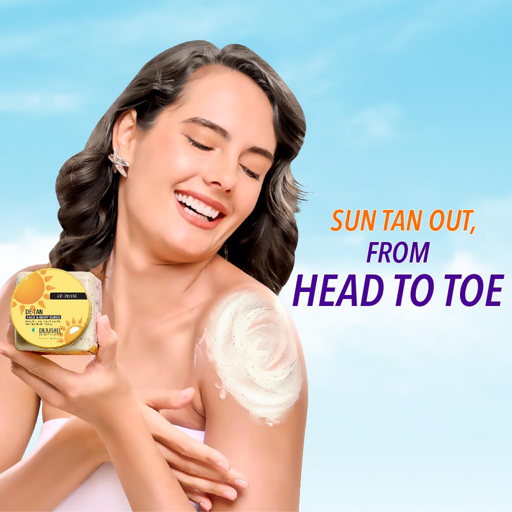 DR.RASHEL De-Tan Scrub cloves extract visible for antioxidant exfoliation.