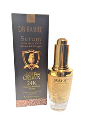 Close-up of gold shimmer in the serum for an illuminating glow.