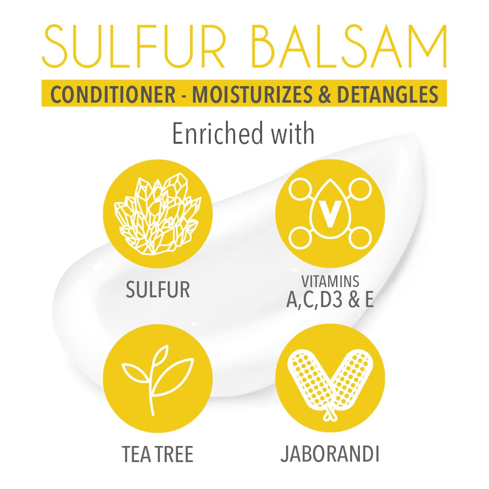 Dr. Robaina sulfur balsam conditioner dispensing shot in tidy bathroom