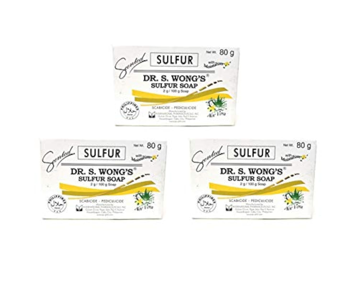 Dr. S. Wong sulfur soap three-pack bars ready for daily cleansing.