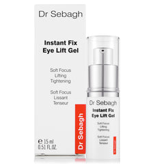 Dr Sebagh Instant Fix Eye Lift Gel bottle pour shows immediate tightening for a refreshed under-eye look.