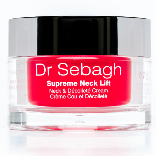 Dr Sebagh Supreme Neck Lift bottle shows premium neck firming formulation