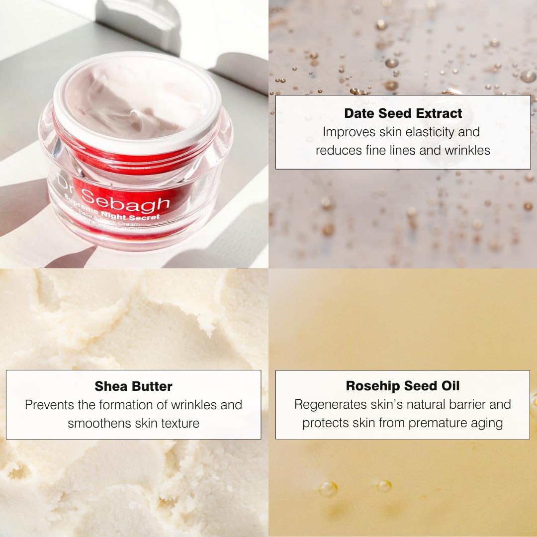 Dr Sebagh Supreme Night Secret cream swatch demonstrates smooth application and lasting hydration