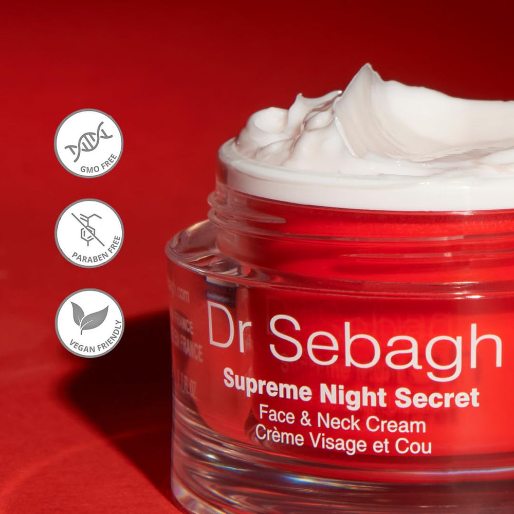 Dr Sebagh Supreme Night Secret tub with ingredient accents suggests antioxidants and skin repair