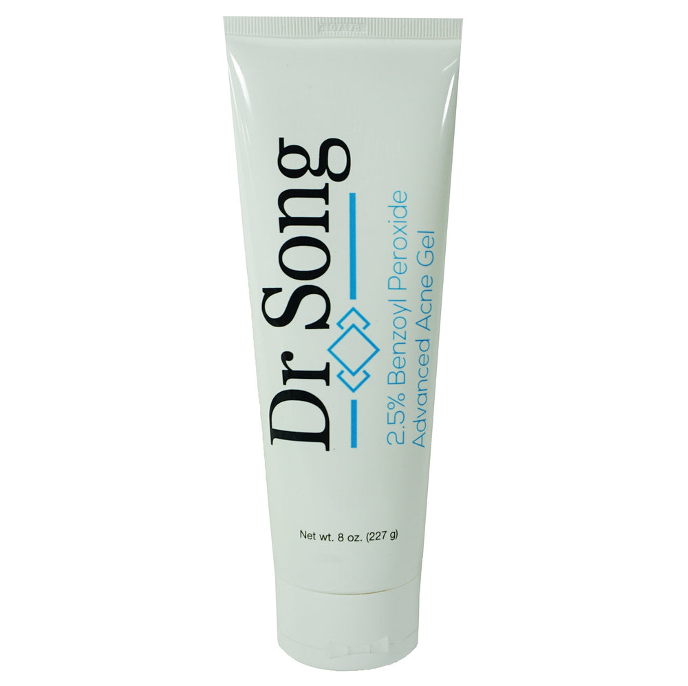 Dr Song benzoyl peroxide 2.5% acne gel bottle for targeted blemish care and clear-looking skin.