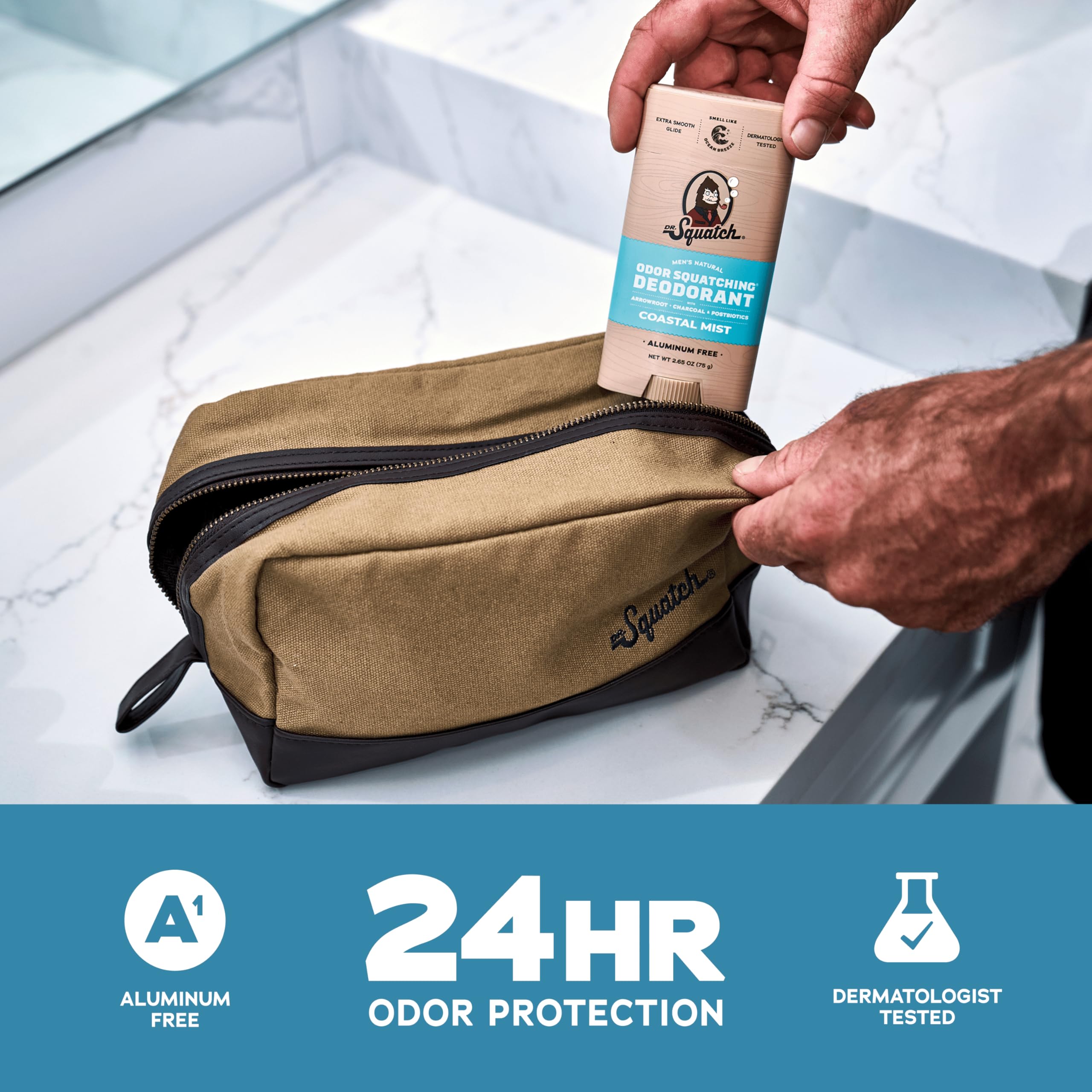 Dr. Squatch 2-pack packaging shot emphasizing skin-friendly, aluminum-free formula.
