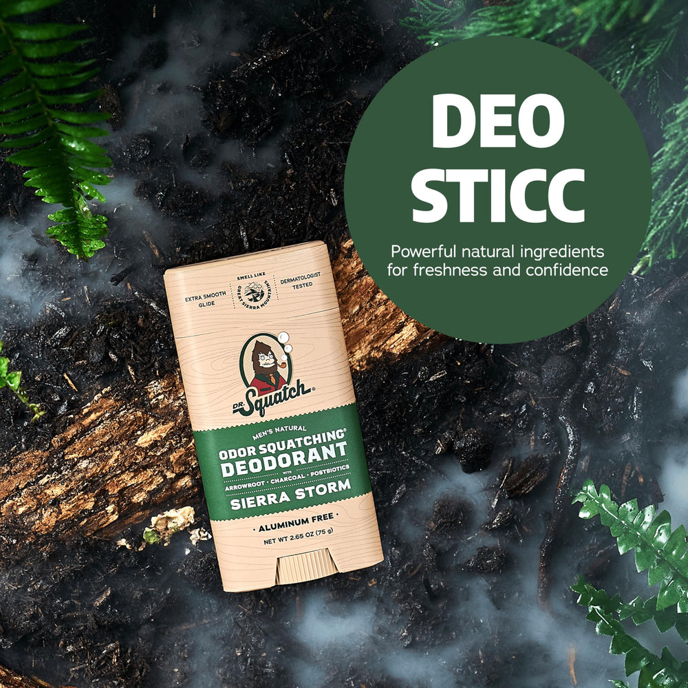 Arrowroot and charcoal formula in Dr. Squatch for moisture and odor control