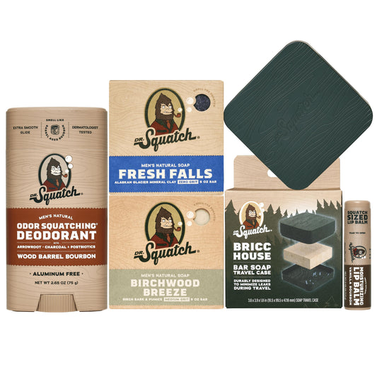Dr. Squatch Bricc House travel case shows leak-minimizing design for on-the-go use.