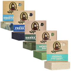 Dr. Squatch Coastal Mist bar soap in a shower scene for a refreshing cleanse
