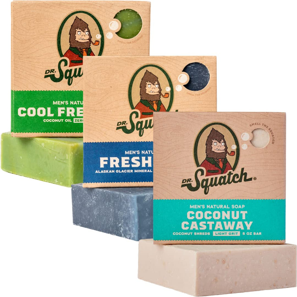 Dr. Squatch Coconut Castaway bar soap with tropical scent for refreshing showers
