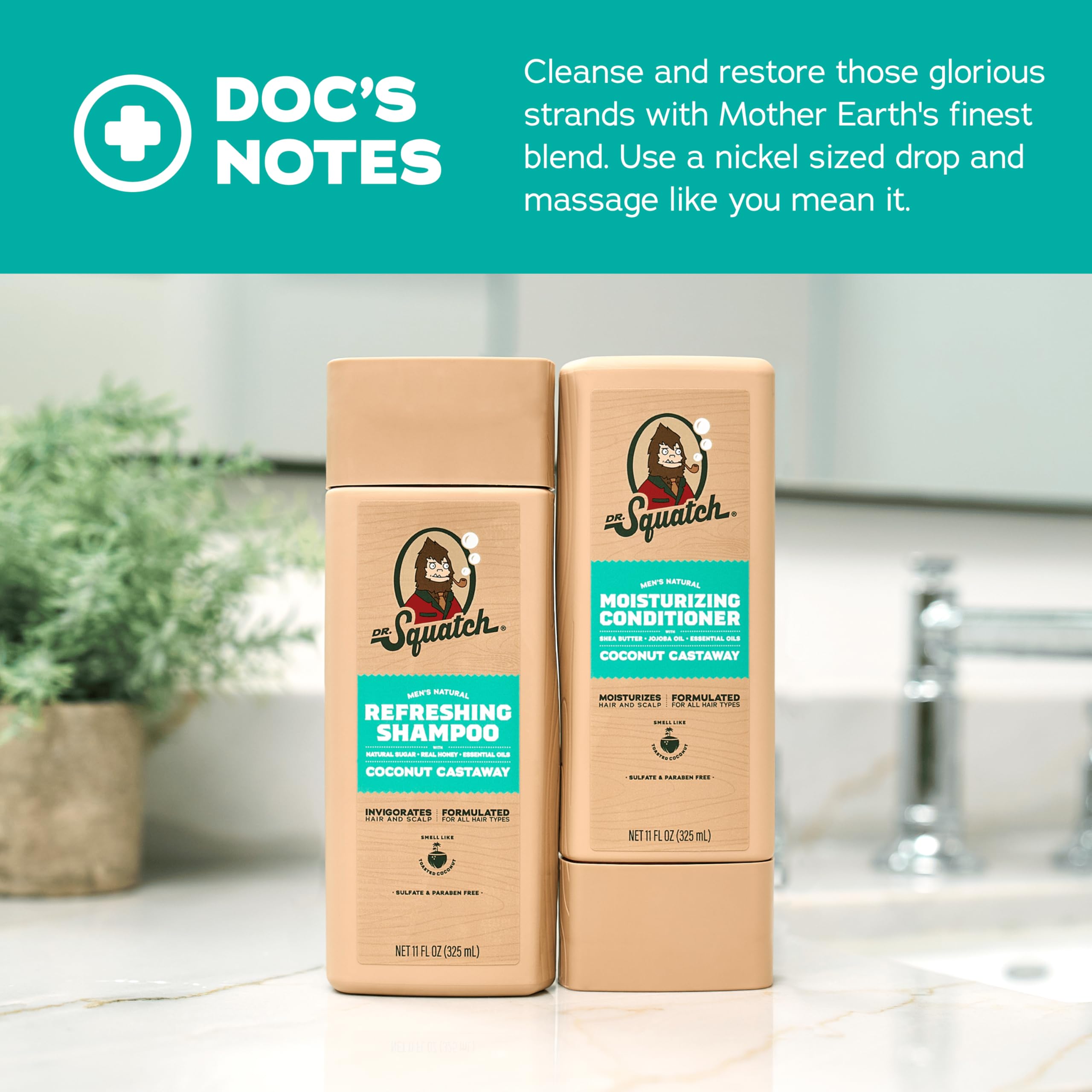 Dr. Squatch Coconut Castaway conditioner rinse delivers smooth, tangle-free hair with nourishment