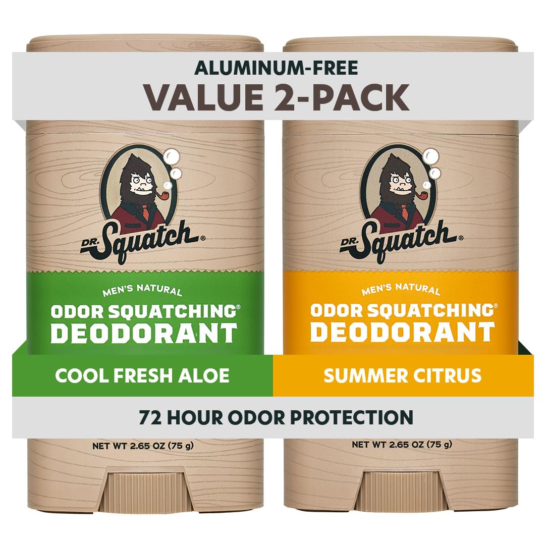 Dr. Squatch charcoal and postbiotics deodorant stick for all-day freshness.