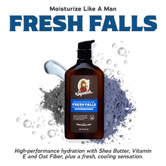 Dr. Squatch Fresh Falls hand and body lotion bottle with long-lasting hydration