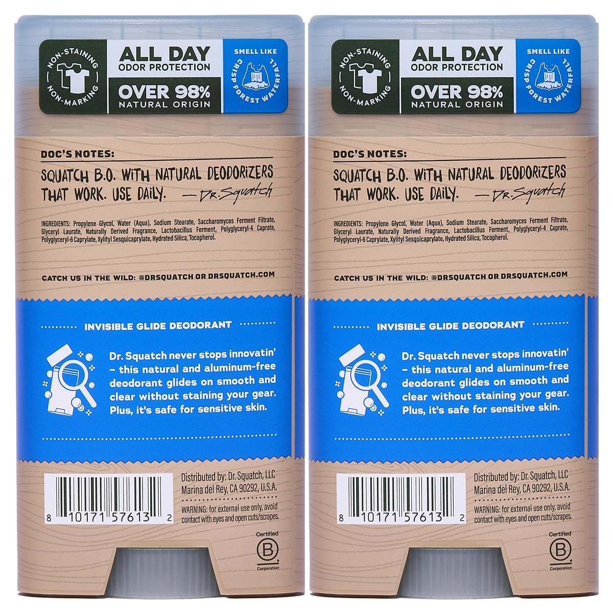 Dr. Squatch Invisible Glide day-wear shot communicates all-day freshness.