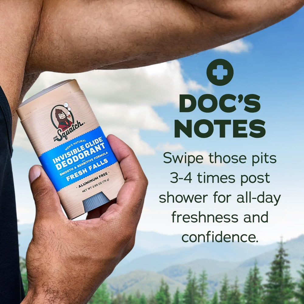 Dr. Squatch Invisible Glide dermatologist-tested label signals skin-friendly use.
