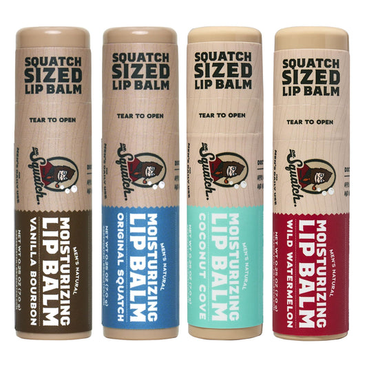 Dr. Squatch lip balm Squatch-sized for extended moisture and a matte finish.