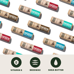 Lip balm with Vitamin E and Shea Butter by Dr. Squatch for nourishing protection.