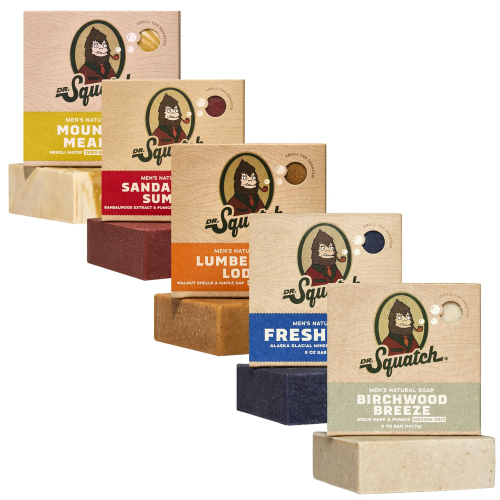 Dr. Squatch Mountain Meadow bar soap for a refreshing morning cleanse.