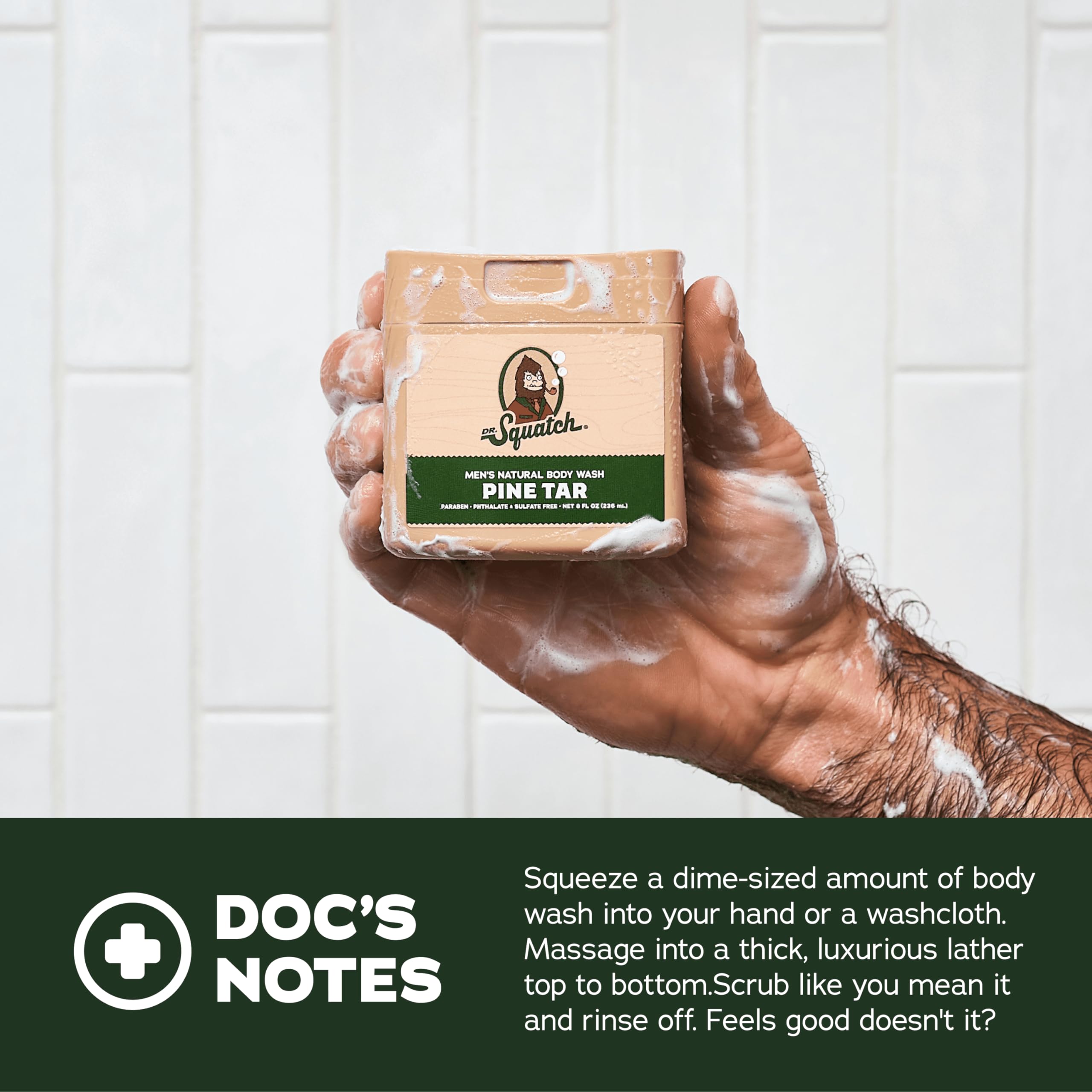 Dr. Squatch natural ingredients visual signaling hydrating formula.