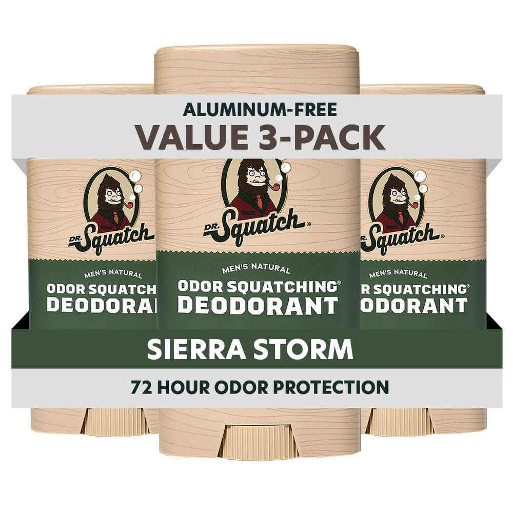 Dr. Squatch natural men's deodorant, pack-shot, with charcoal and postbiotics for odor control