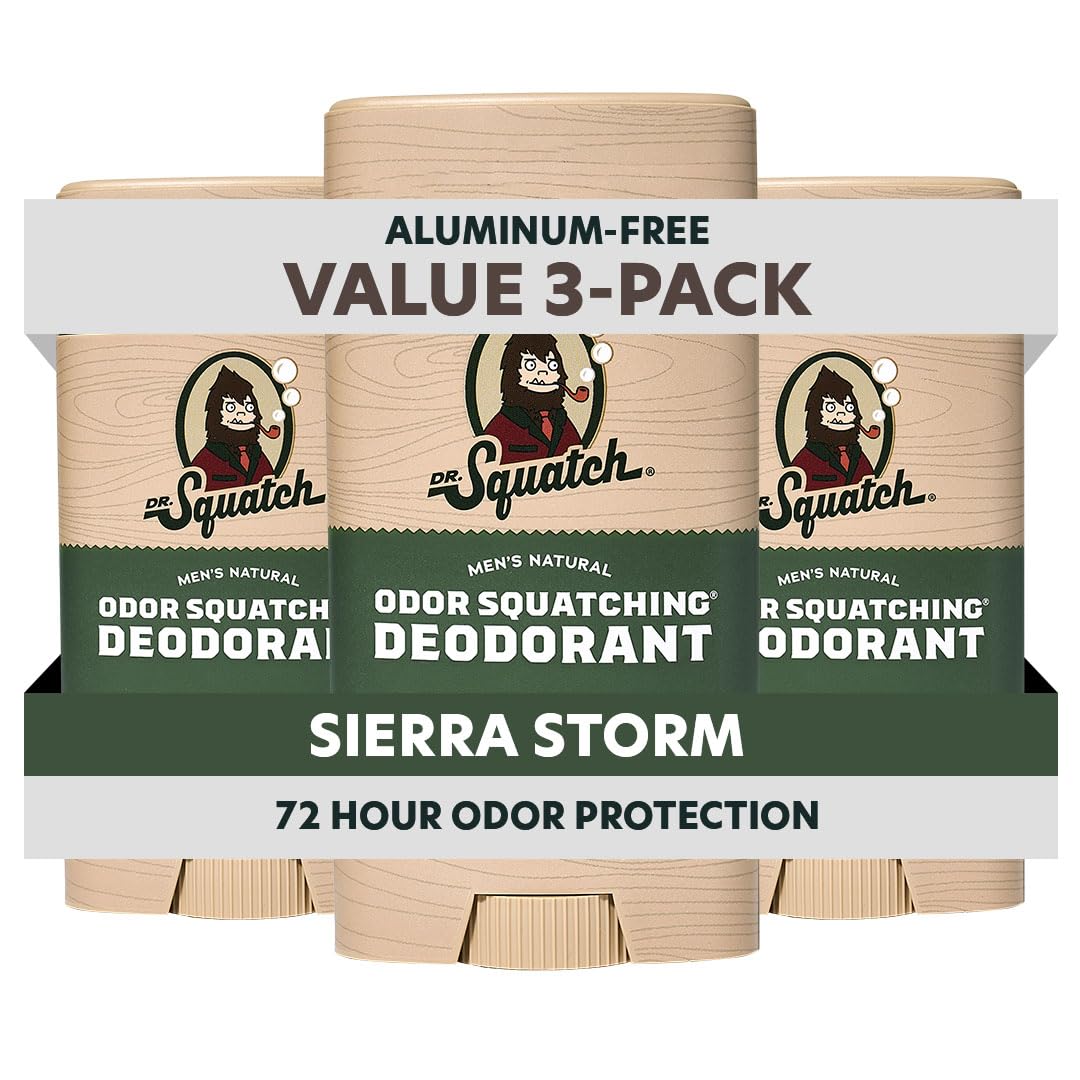 Dr. Squatch natural men's deodorant, pack-shot, with charcoal and postbiotics for odor control