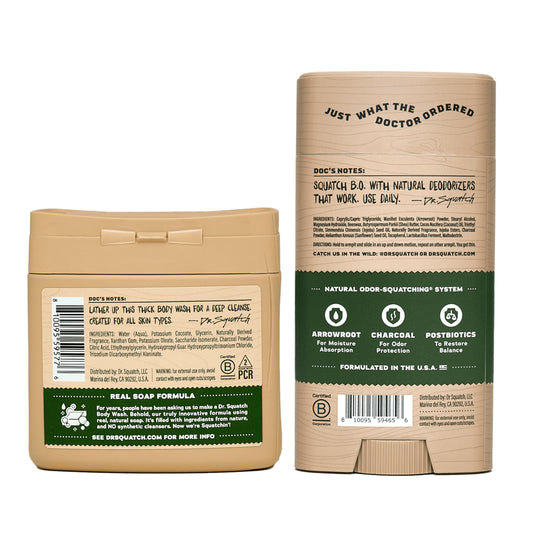 Pine Tar body wash poured with rich lather for a daily invigorating shower.