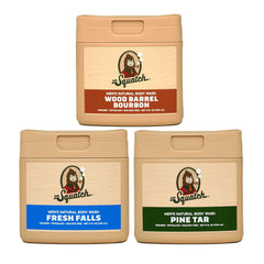 Dr. Squatch Pine Tar bottle pour shows natural cleansing and lasting lather.