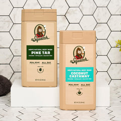 Dr. Squatch Pine Tar Coconut Castaway rinse leaves skin clean and hydrated