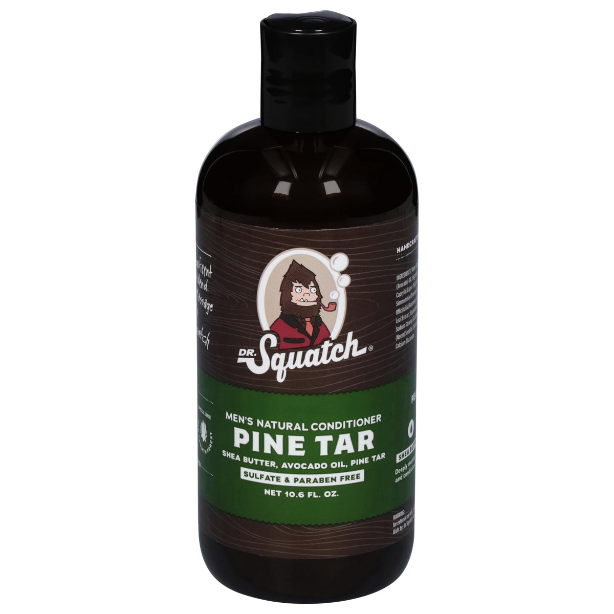Dr. Squatch Pine Tar Conditioner bottle highlighting pine scent and everyday detangling potential