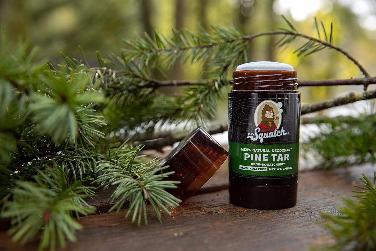 Dr Squatch Pine Tar deodorant 2-pack back view highlighting aluminum-free formula