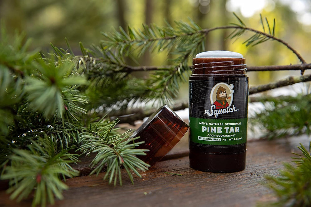 Dr Squatch Pine Tar deodorant 2-pack back view highlighting aluminum-free formula