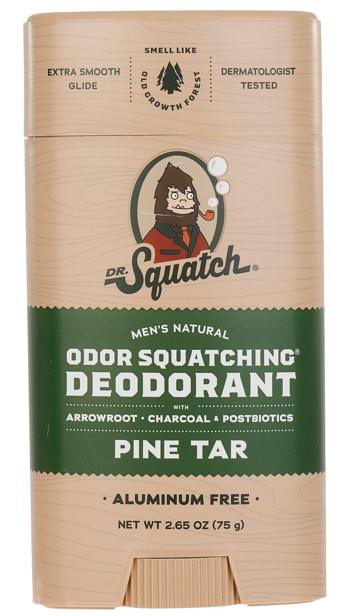Dr. Squatch Pine Tar deodorant stick provides all-day natural odor protection